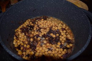 Chickpeas added to fried Onions